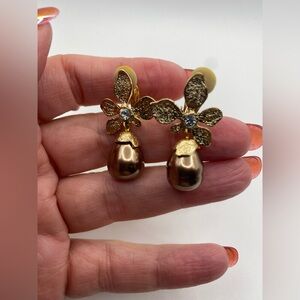 ERWIN PEARL Faux Pearl Dangle Drop Clip On Earrings Vintage Quiet Luxury